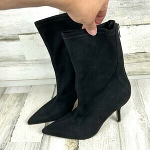 Marc Fisher Women’s 9.5 Black Suede Pointed Toe Stiletto Heel Ankle Boots NEW